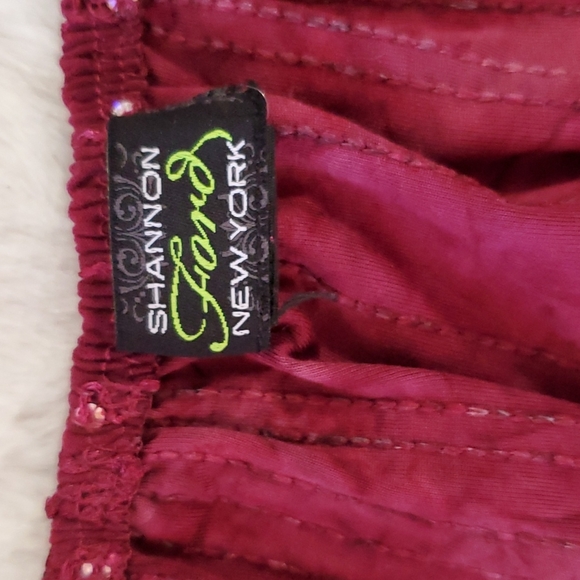 SHANNON FORD New York Burgundy Maroon tie dye Short Sleeve Sequin Top Tunic Lge. - Picture 3 of 8